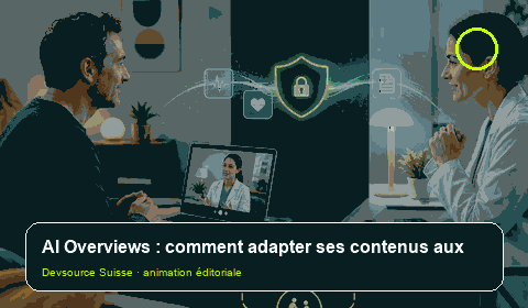 Animation consacrée à « AI Overviews : comment adapter ses contenus aux réponses générées… »