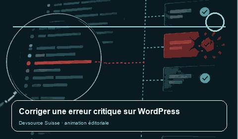 Animation consacrée à « Erreur critique WordPress : retrouver la ligne PHP qui interrompt… »