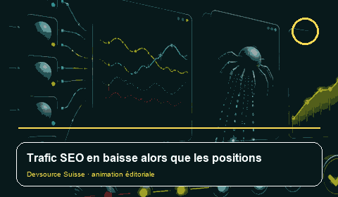 Animation consacrée à « Trafic SEO en baisse avec positions stables : chercher la… »