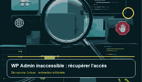 Animation consacrée à « WP Admin inaccessible : distinguer identifiant, redirection… »