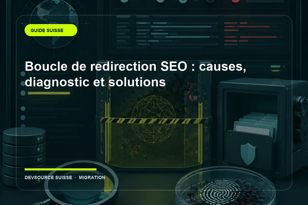 Illustration suisse de l’article « Boucle de redirection SEO : causes, diagnostic et solutions »