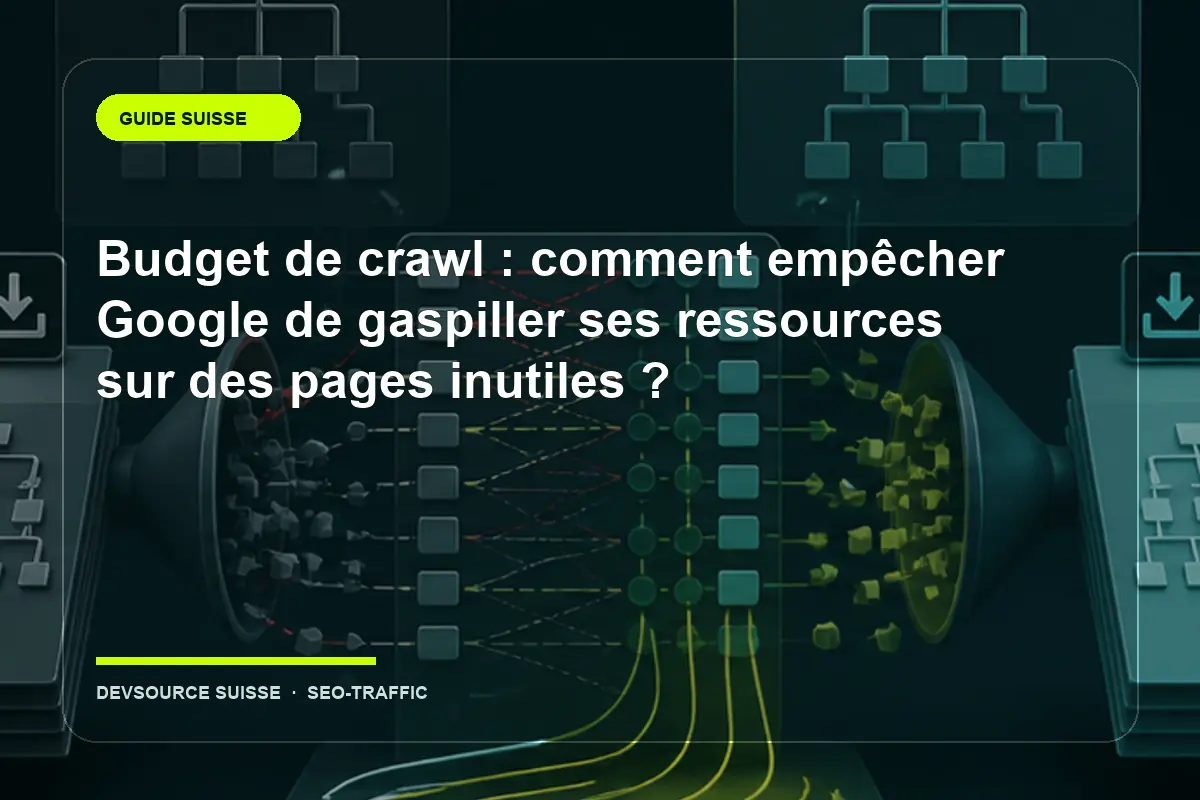 Illustration suisse de l’article « Budget de crawl : comment empêcher Google de gaspiller ses ressources sur des pages inutiles ? »