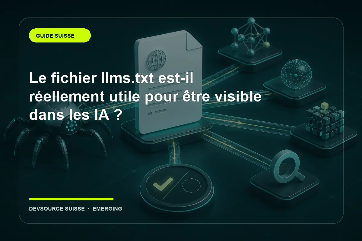 Illustration suisse de l’article « Le fichier llms.txt est-il réellement utile pour être visible dans les IA ? »