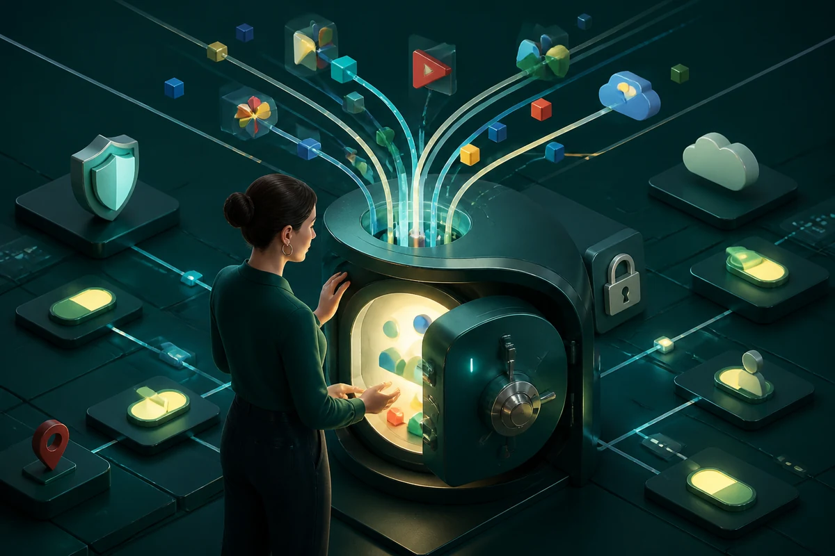Illustration suisse de l’article « Compte Google et vie privée : dresser la carte des données avant de régler »
