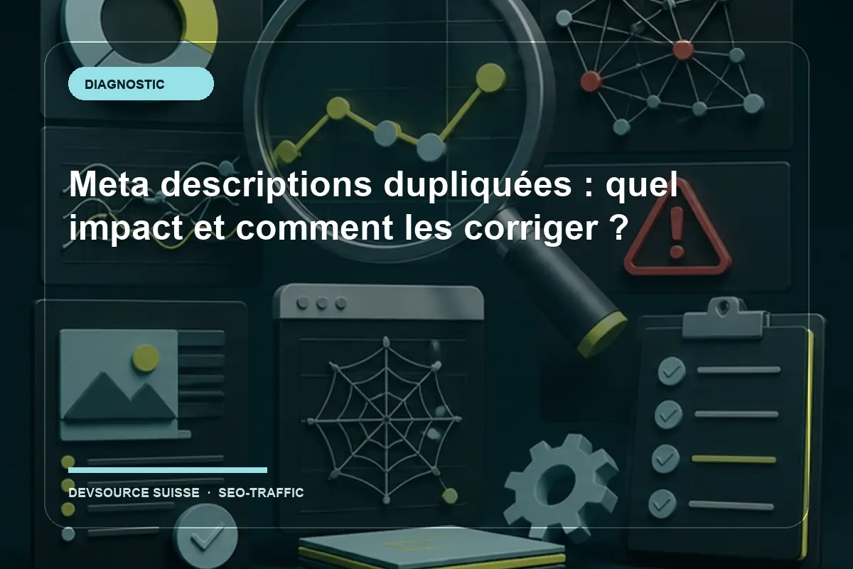 Diagnostic pour « Meta descriptions dupliquées : quel impact et comment les corriger ? » dans le contexte d’un site suisse