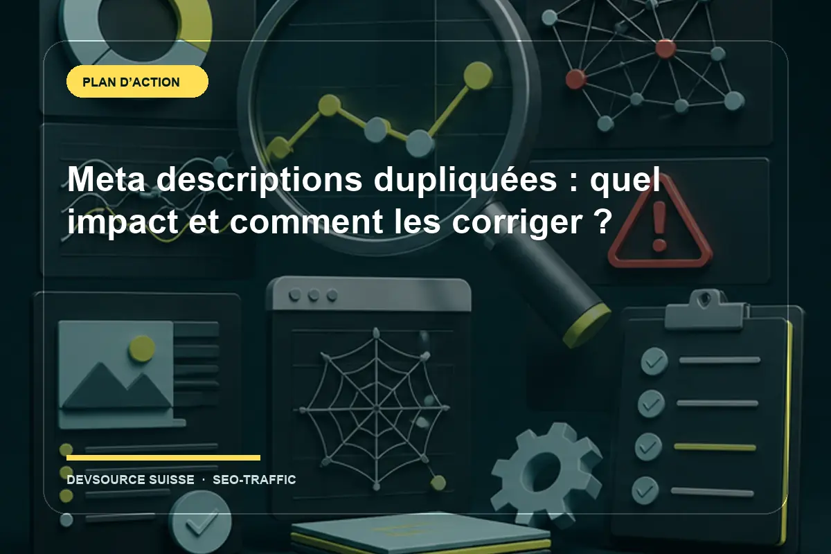 Résolution de « Meta descriptions dupliquées : quel impact et comment les corriger ? » pour un site exploité en Suisse