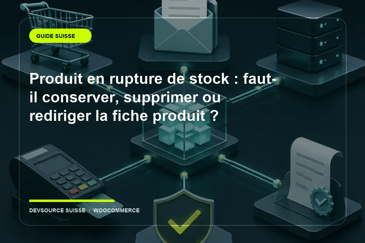 Illustration suisse de l’article « Produit en rupture de stock : faut-il conserver, supprimer ou rediriger la fiche produit ? »