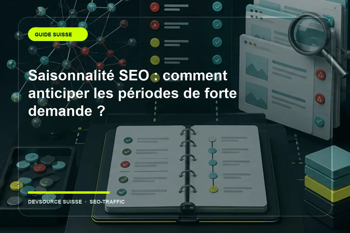 Illustration suisse de l’article « Saisonnalité SEO : comment anticiper les périodes de forte demande ? »