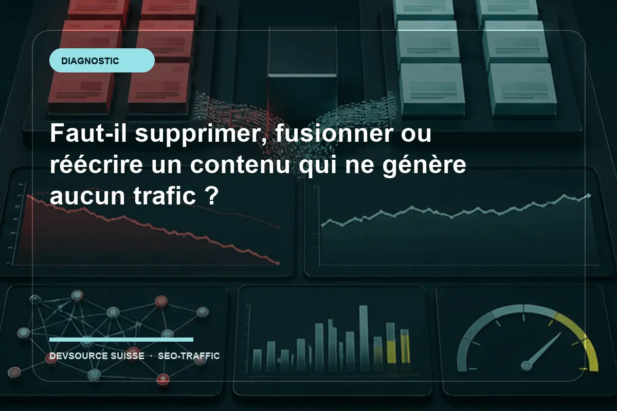 Diagnostic pour « Faut-il supprimer, fusionner ou réécrire un contenu qui ne génère… » dans le contexte d’un site suisse