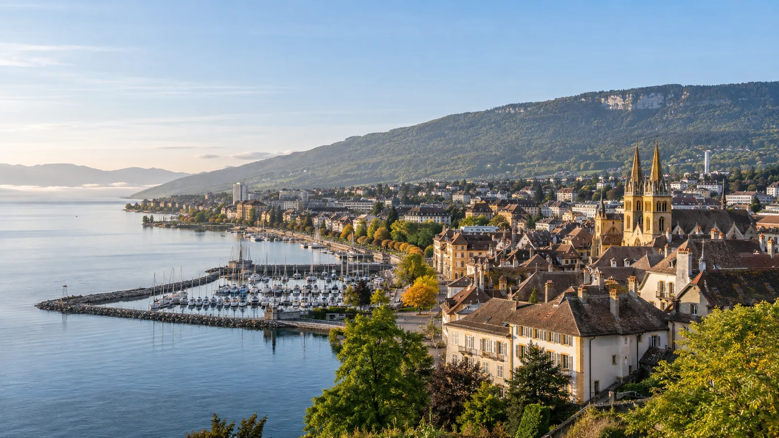 Vue de Neuchâtel, marché local accompagné par Devsource pour le référencement naturel