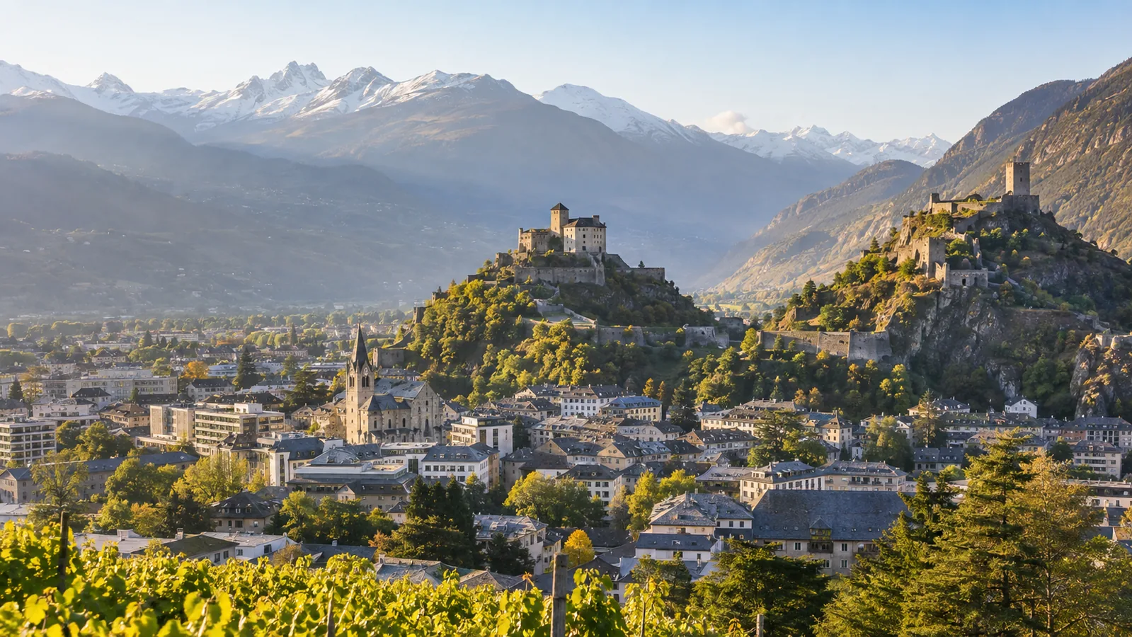 Vue de Sion, marché local accompagné par Devsource pour le référencement naturel