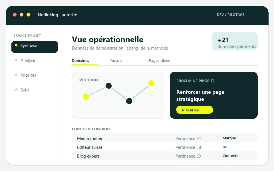 Aperçu d’une cartographie de backlinks avec domaines référents et ancres